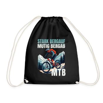 MTB: Stark bergauf - Mutig bergab - Turnbeutel - Schwarz - Vorne