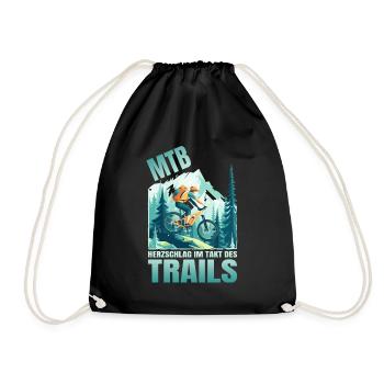 Herzschlag im Takt des Trails - Turnbeutel - Schwarz - Vorne
