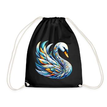 Swan - Drawstring Bag - black - Front