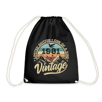 Original Vintage 1981 Birthday Gift 1981 - Drawstring Bag - black - Front