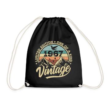 Original Jahrgang 1967 Geburtstagsgeschenk 1967 - Turnbeutel - Schwarz - Vorne