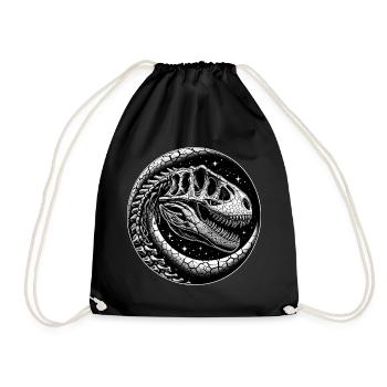 Black and white dinosaur skeleton for dinosaur fans - Drawstring Bag - black - Front