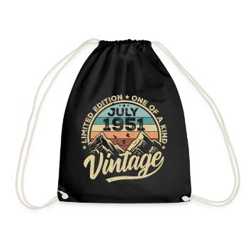 Born in July 1951 Born Birthday July 1951 - Drawstring Bag - black - Front