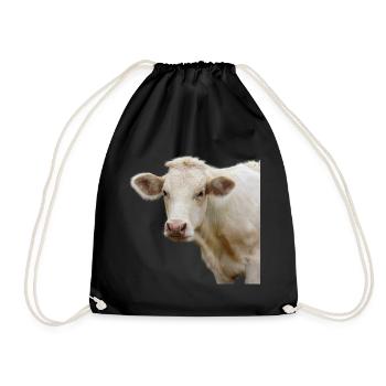 funny cow cow head gift farmer - Drawstring Bag - black - Front