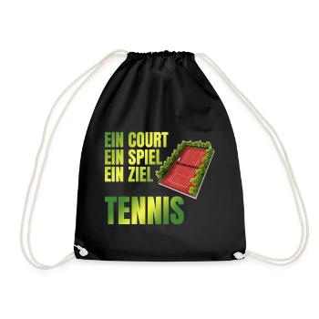 Ein Court - Ein Spiel - Ein Ziel - Tennis - Turnbeutel - Schwarz - Vorne