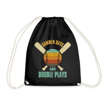 Summer Days And Double Plays - Drawstring Bag - black - Front