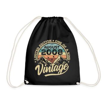 Anniversaire Août 2008 Cadeau d’anniversaire Août - Sac de sport léger - noir - Devant