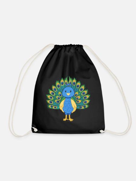 Pfau - Turnbeutel - Schwarz