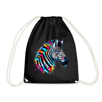 Zebra - Turnbeutel - Schwarz - Vorne
