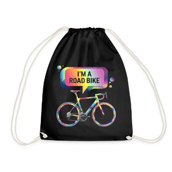 Vibrant Rainbow Road Bike Design - Drawstring Bag - black - Front