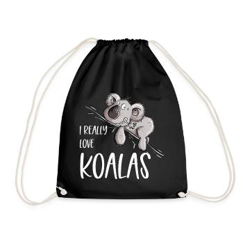 I Really Love Koalas Koala Bär - Turnbeutel - Schwarz - Vorne