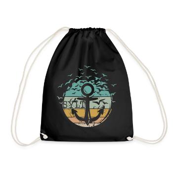 Ancre rétro Sylt oiseau mouettes vintage île mer - Sac de sport léger - noir - Devant