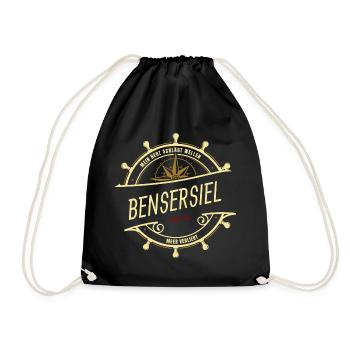 Mein Herz schlägt Wellen - Bensersiel - Turnbeutel - Schwarz - Vorne