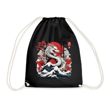 Japanese Dragon - Drawstring Bag - black - Front