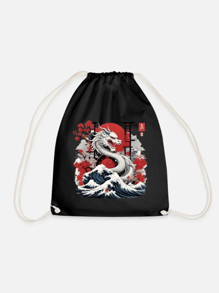 Japanischer Drachen - Turnbeutel - Schwarz