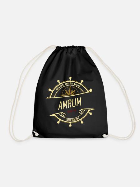 Mein Herz schlägt Wellen - Amrum - Turnbeutel - Schwarz