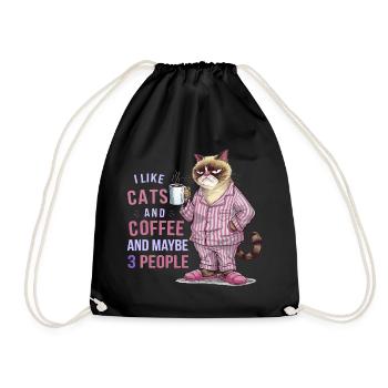 Chat amateur de café avec humour pyjama - Sac de sport léger - noir - Devant