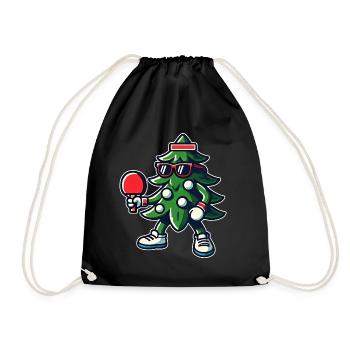 Tischtennis Weihnachtsbaum Kostüm Tannenbaum - Turnbeutel - Schwarz - Vorne