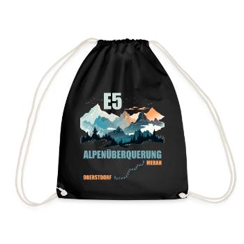 E5 Alpenüberquerung - Turnbeutel - Schwarz - Vorne