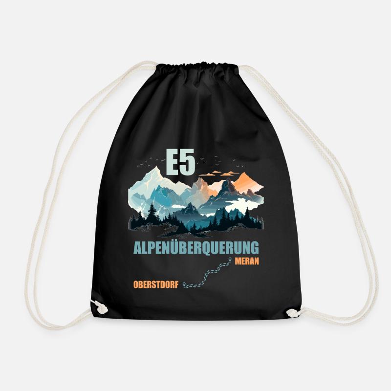 E5 Alpenüberquerung - Turnbeutel - Schwarz