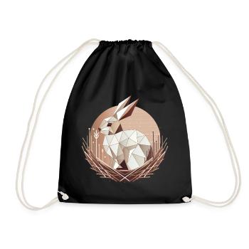 Geometrischer Hase im Nest –Stilvolles Osterdesign - Turnbeutel - Schwarz - Vorne