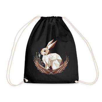 Geometrischer Hase im Nest –Stilvolles Osterdesign - Turnbeutel - Schwarz - Vorne