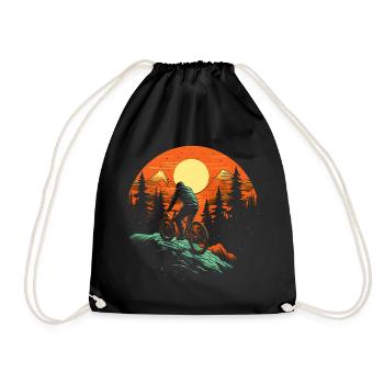 Mountain biking illustration - Drawstring Bag - black - Front