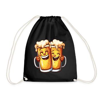 Beer Funny Beer Mugs Laughing Drinking Alcohol Humor - Drawstring Bag - black - Front