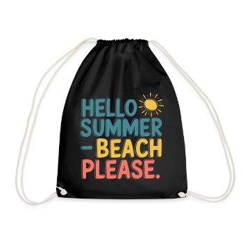 Hello Summer – Beach Please! - Turnbeutel - Schwarz - Vorne