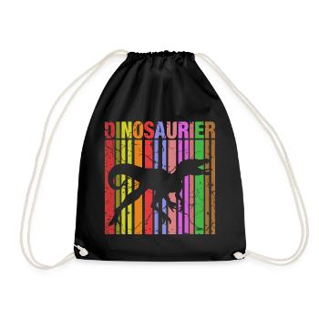 Dinosaur silhouette with color details - Drawstring Bag - black - Front