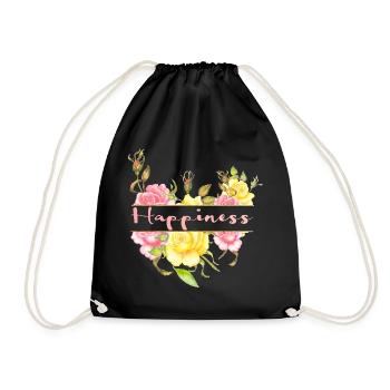 Happiness - Drawstring Bag - black - Front