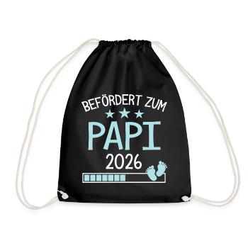 Befördert zu Papi 2026 Geschenk für Großvater - Turnbeutel - Schwarz - Vorne