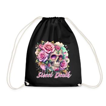 Flowers Skull Beauty Bloom - Drawstring Bag - black - Front