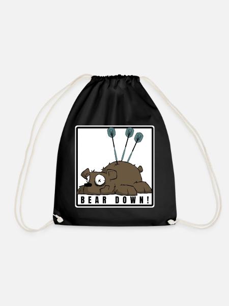 Lustiges Darts Comic Motiv. BEAR DOWN ! - Turnbeutel - Schwarz