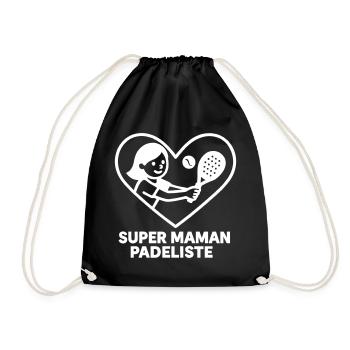 Super maman padeliste – Cœur padel - Sac de sport léger - noir - Devant