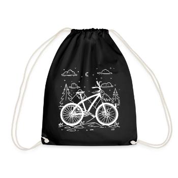 Cartoon Fahrradfahrer - Turnbeutel - Schwarz - Vorne