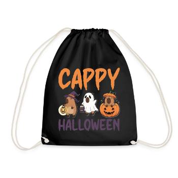Cappy Halloween Capybaras Cute Funny Animal - Drawstring Bag - black - Front