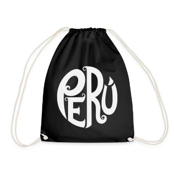 Pérou - Typographie ornée - Sac de sport léger - noir - Devant