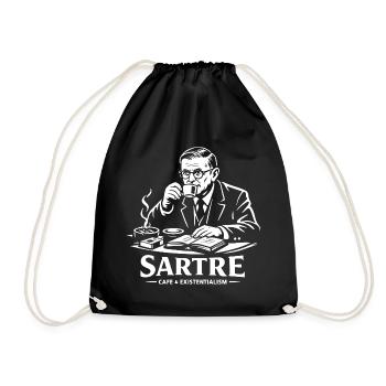 Sartre Café Existentialism - Drawstring Bag - black - Front