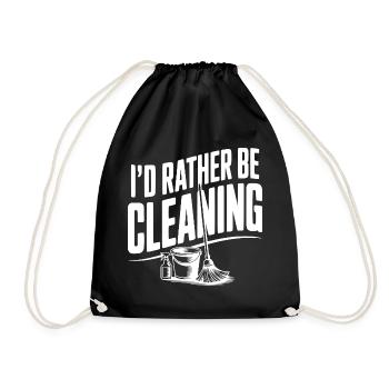 I'd Rather Be Cleaning - Drawstring Bag - black - Front