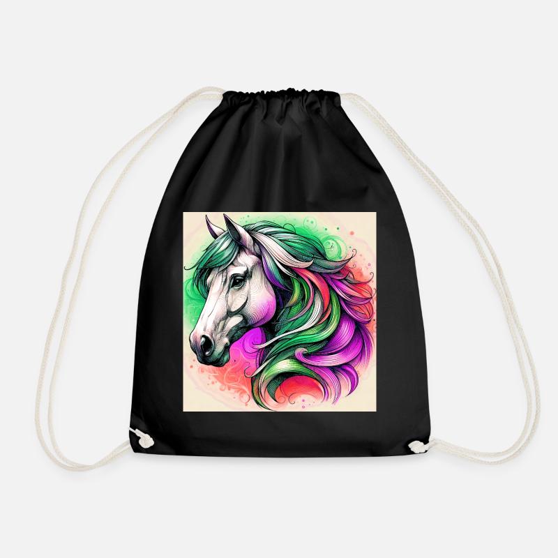 horse - Drawstring Bag - black