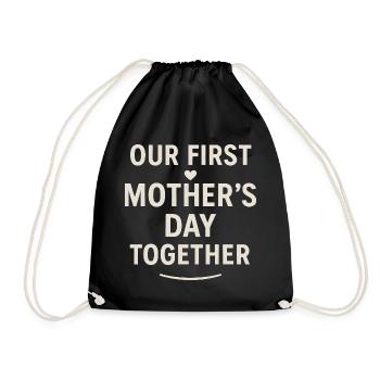 First Mother's Day Mom Baby Gift Idea Family - Drawstring Bag - black - Front
