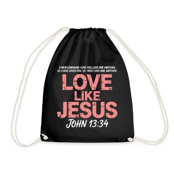 Love Like Jesus John 13:34 Christ Faith - Drawstring Bag - black - Front