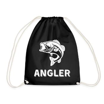Angler Fisch Design – Geschenk für Fischer - Turnbeutel - Schwarz - Vorne