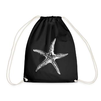 Starfish Silhouette Nautical Ink - Drawstring Bag - black - Front