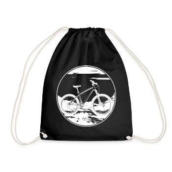 Mountain Biking Drawing - Drawstring Bag - black - Front