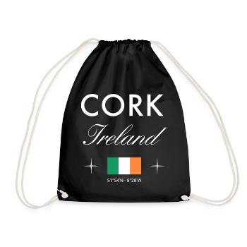 Cork Ireland Coordinates Travel Souvenir - Drawstring Bag - black - Front