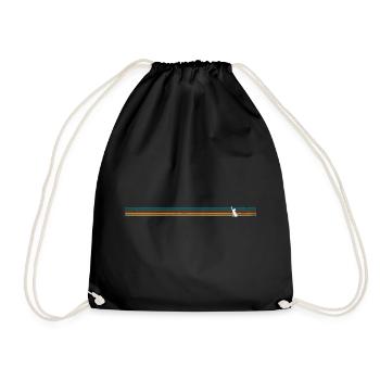 Striped Rabbit Silhouette - Drawstring Bag - black - Front
