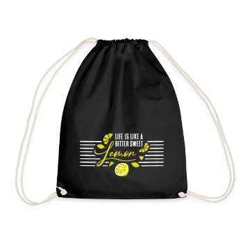 Life is like a bitter sweet Lemon Spruch - Drawstring Bag - black - Front