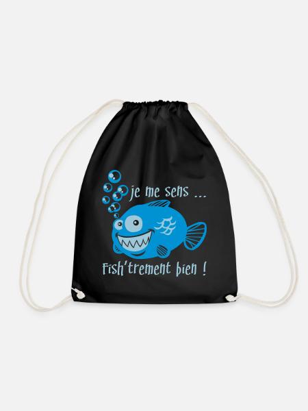 like a fish in water - Drawstring Bag - black